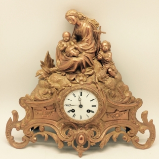 horloge-en-bronze-dore vierge saint jean en baptiste